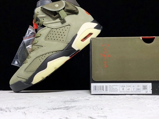 Rep CN1084-200 Travis Medium Scott x Air 6 Olive Jordan 0720